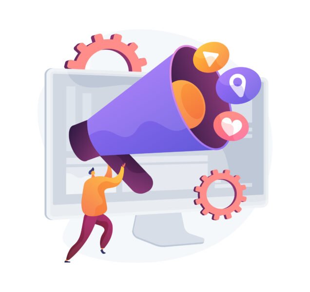 Online marketing abstract concept vector illustration. Digital marketing, online sales, social media strategy, SEO optimization, ecommerce, agency service, internet advertising abstract metaphor.